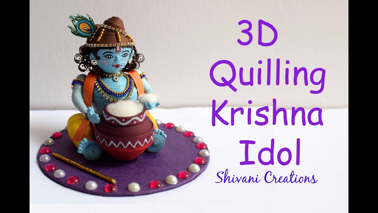 3D Quilling Krishna Idol/ How to make Quilled Krishna for Janmashtami