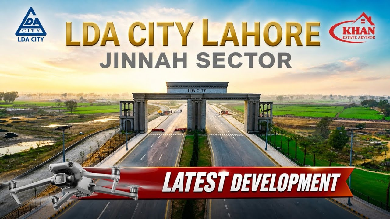 LDA City Lahore | Jinnah Sector Latest Developments Update | Drone Video | A,A1, B,B1, C,D,E, Blocks