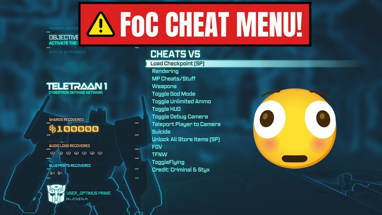 Transformers FoC | Console cheat menu on PC! | SHOWCASE