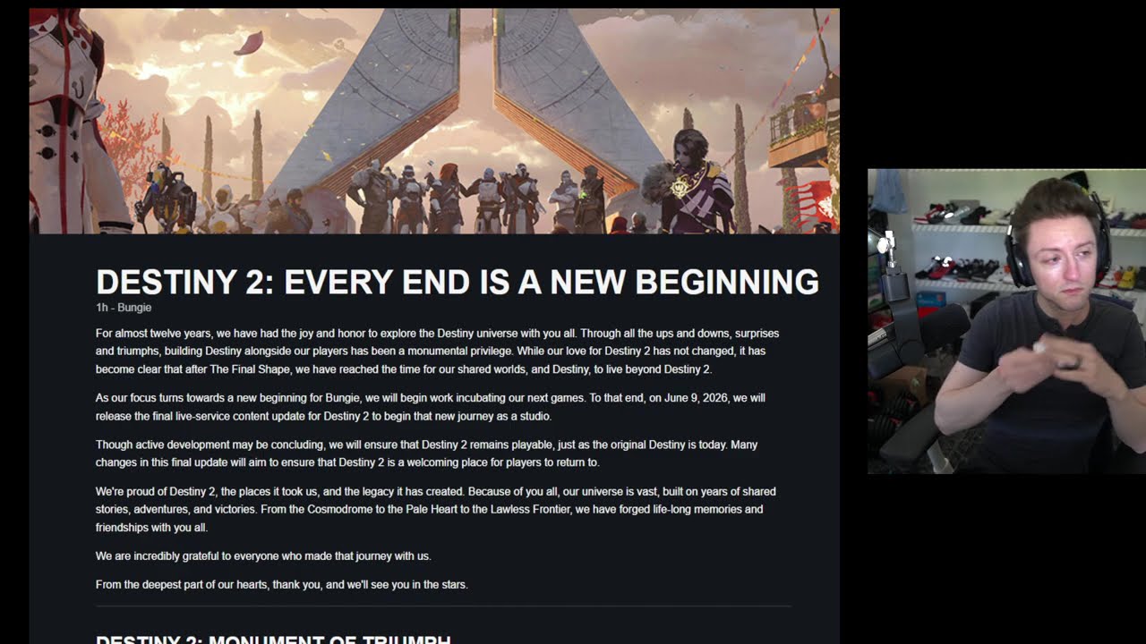 Datto Becomes Emotional Learning About The End of Destiny 2