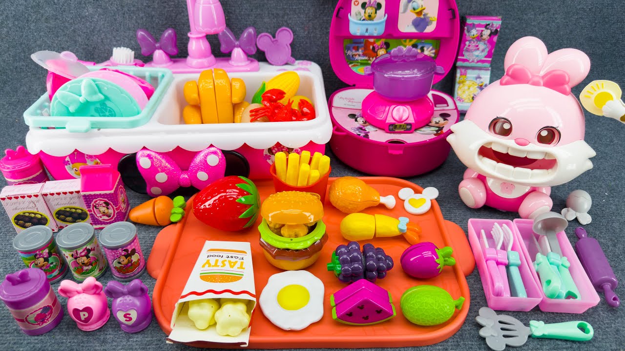 59 Minutes Satisfying Unboxing Minnie Kitchen Playset, Pink Rabbit Kitchen Toys Review ASMR