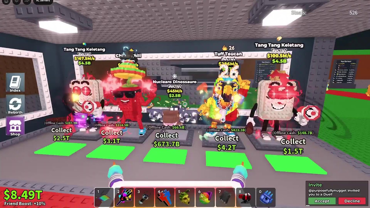 STEAL A BRAINROT INFINITE LUCK!!!
TRADING AND PVP