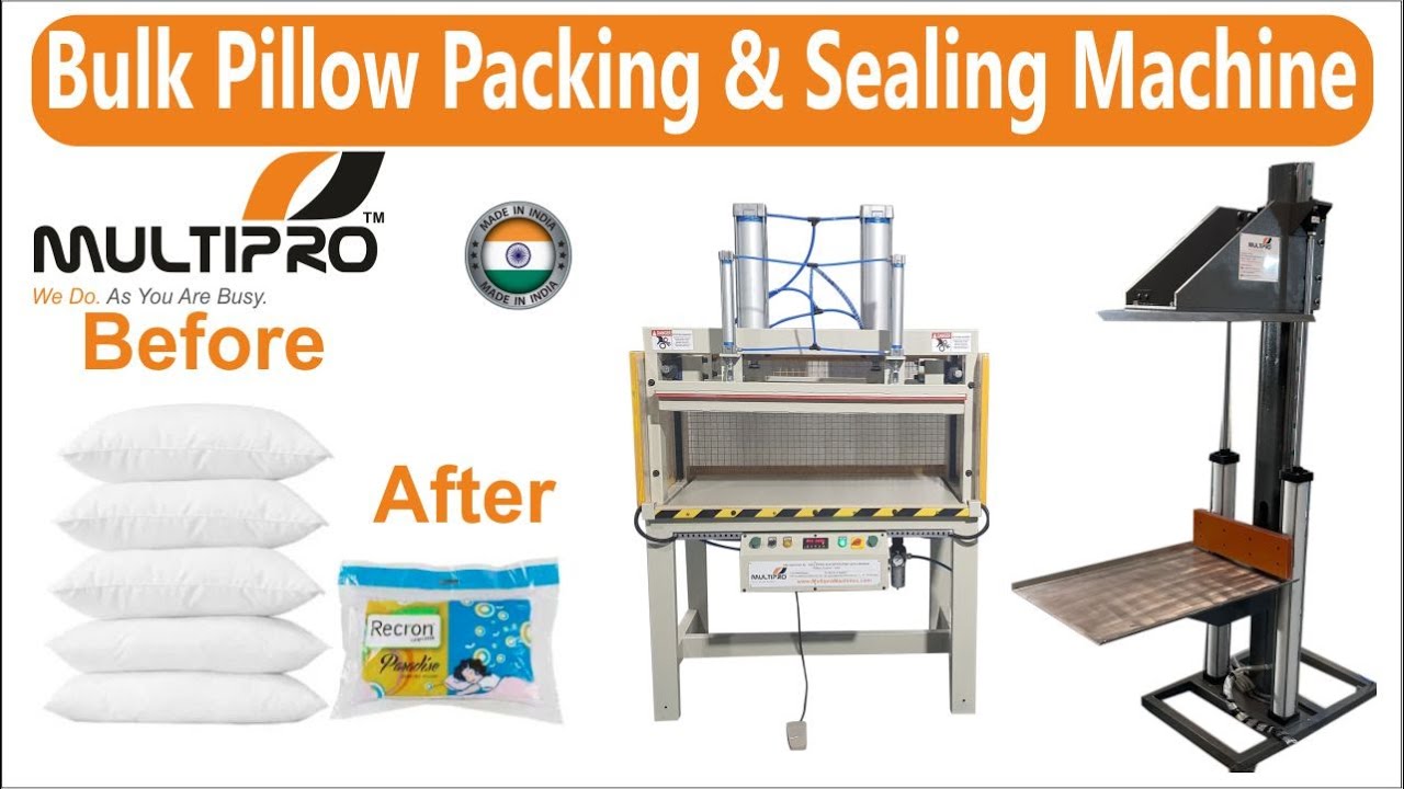 Pillow bunch packing machine with sealing / Packaging machine for pillow and cushion with sealing