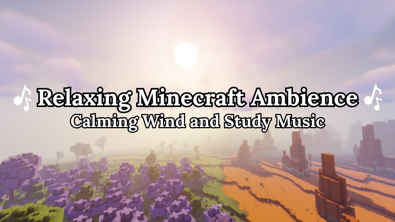Relaxing Minecraft Ambience | Gentle Wind & Study Music in Lavender Fields