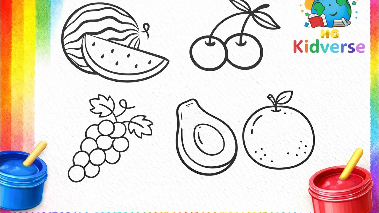 Learn Fruits Coloring for Kids 🍎🍇 | Easy Drawing & Learning Video for Preschoolers