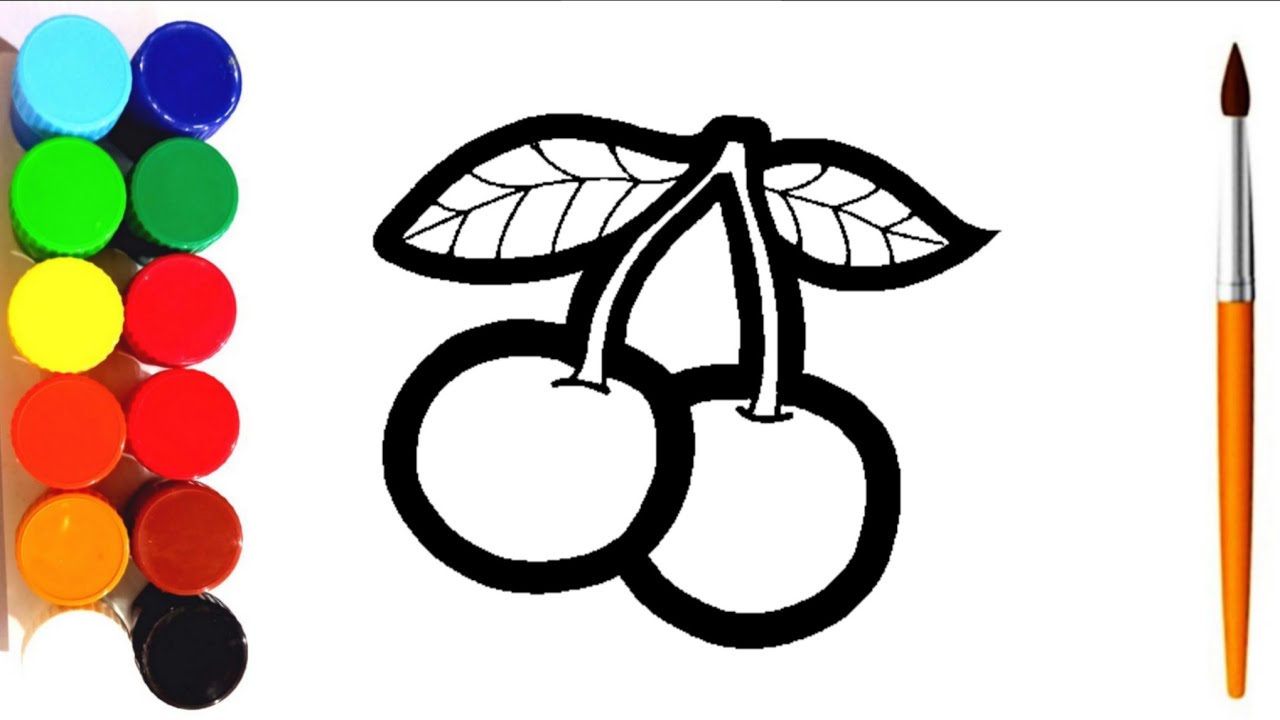 HOW TO DRAW CHERRIES 🍒 FOR KIDS | DRAWING, PAINTING AND COLORING #cherries #fruits #drawingforkids