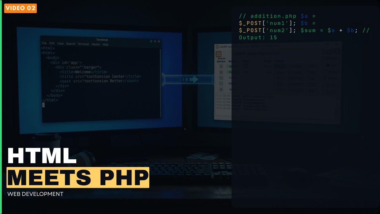 How to Connect HTML with PHP using XAMPP | Addition, For Loop & If-Else Explained