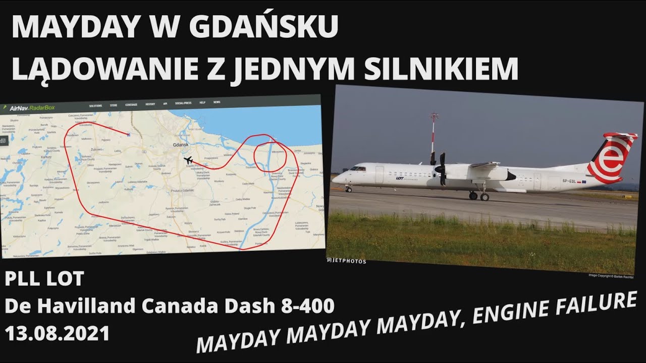 PLL LOT Dash-8 Lądowanie z jednym silnikiem, MAYDAY w Gdańsku, ENGINE FAILURE in GDAŃSK #ATCPolska