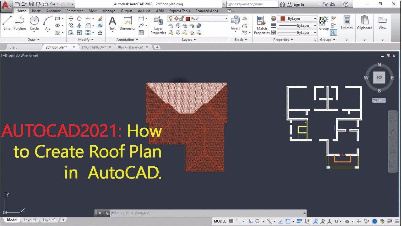 AutoCAD2021: How To Create Roof Plan in AutoCAD Part 2