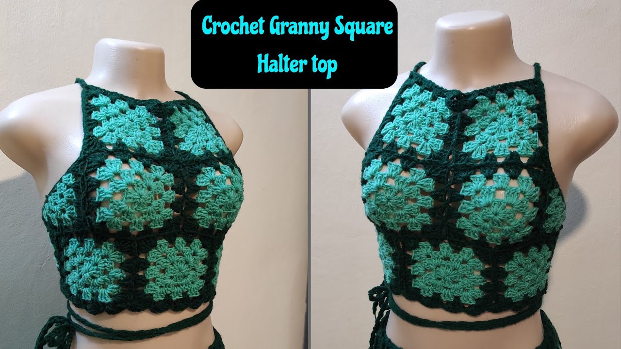 Crochet Simple Granny Square Halter Top