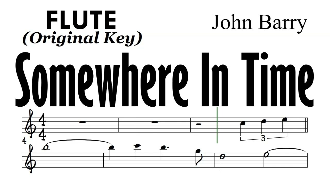 SOMEWHERE IN TIME Flute Sheet Music Backing Track Partitura John Barry
