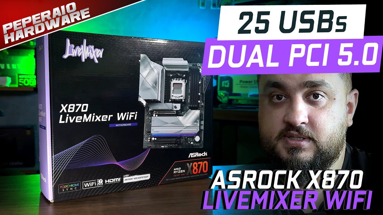 Ela tem 25 USBs, Dual PCI 5.0, USB 4 e Wifi 7! ASRock X870 LiveMixer Wifi 7 / Teste com 9950x3D
