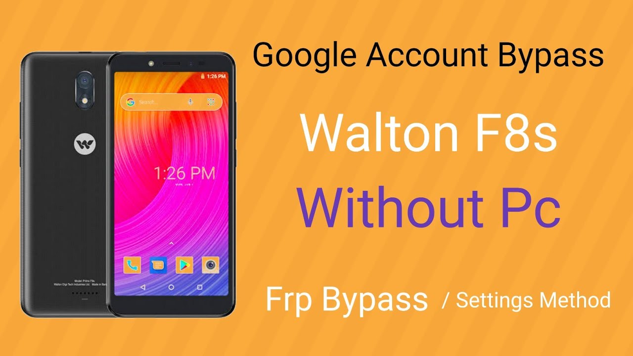 walton f8s frp bypass without pc। walton f8s google account bypass