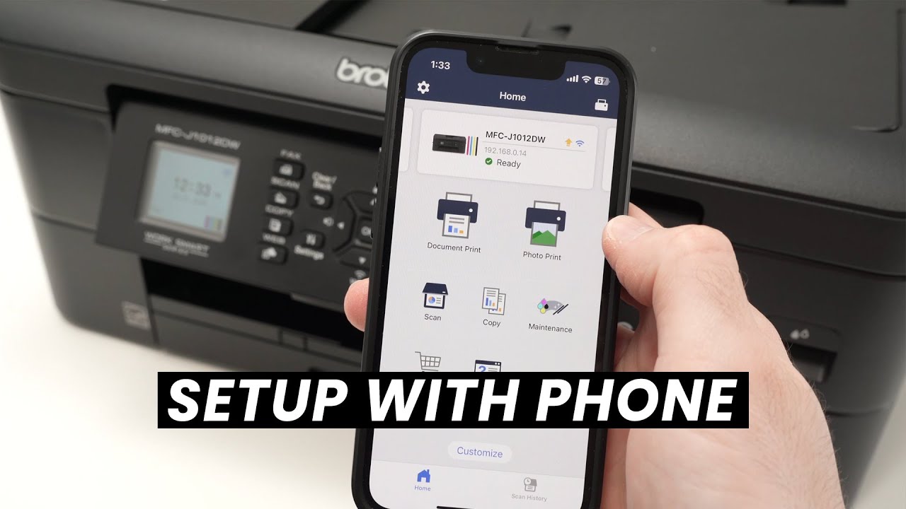 Wifi Setup Brother MFC-J1010DW & J1012DW Printer With Phone - iPhone & Android