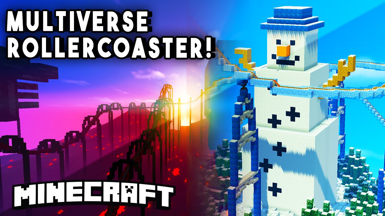 Minecraft Maps - MULTIVERSE ROLLER COASTER (Travel Across Dimensions In This Roller coaster!)