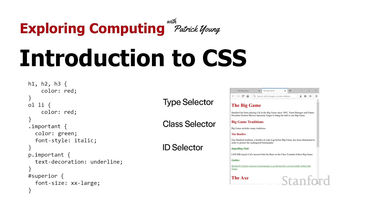 Stanford CS105: Introduction to Computers | 2021 | Lecture 8.1 - Introduction to CSS