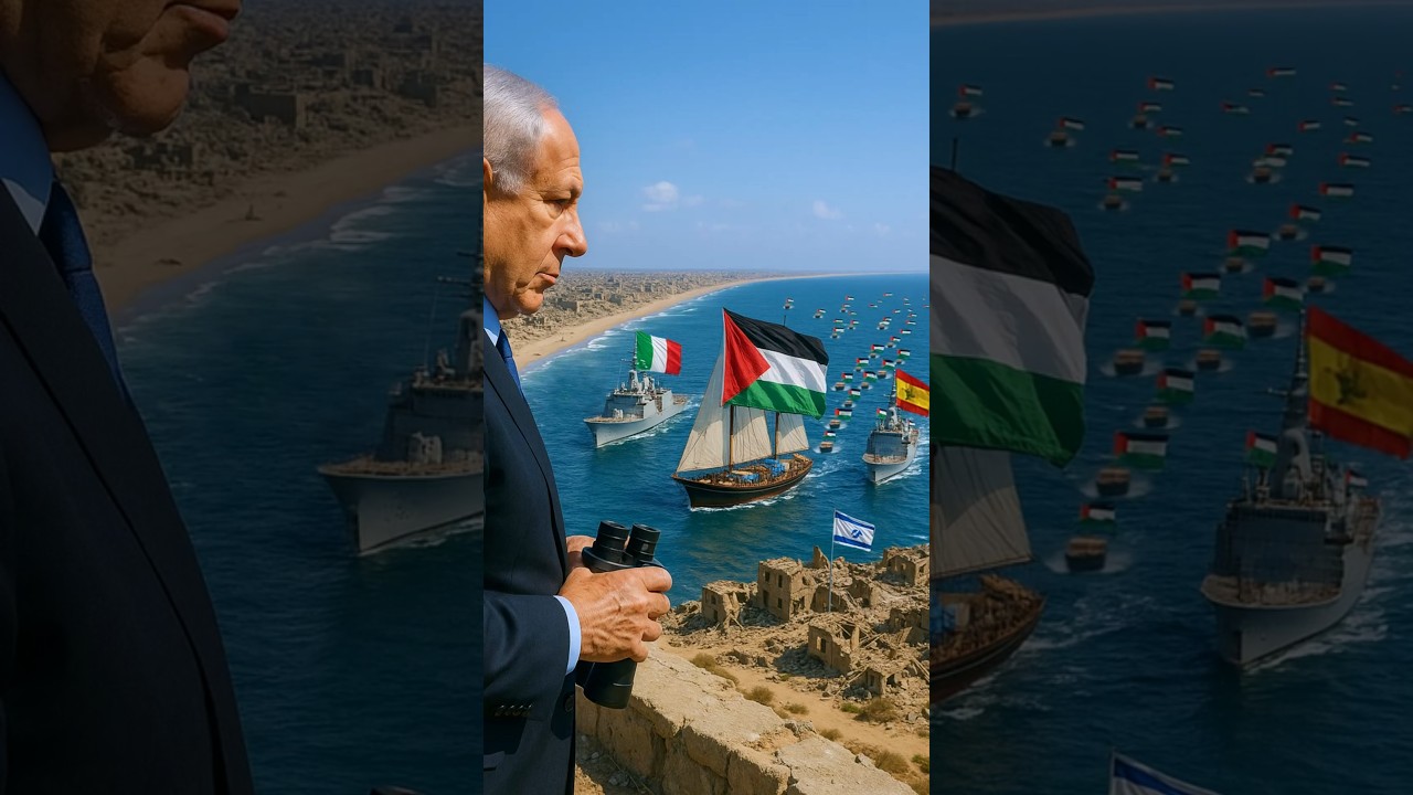 Italy & Spain Navy Ships Protect Gaza Flotilla from Israeli Drones⛵🇮🇹🇪🇸⚔️🇮🇱