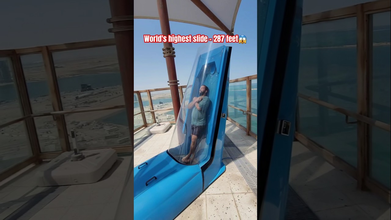 World's highest water slide - 287 feet | Meryal water park qatar doha lusail waterpark vertigo slide