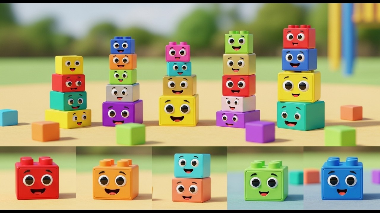 Dezenove Pequenos Blocos de Brinquedo Empilhando | Rimas e Canções Infantis