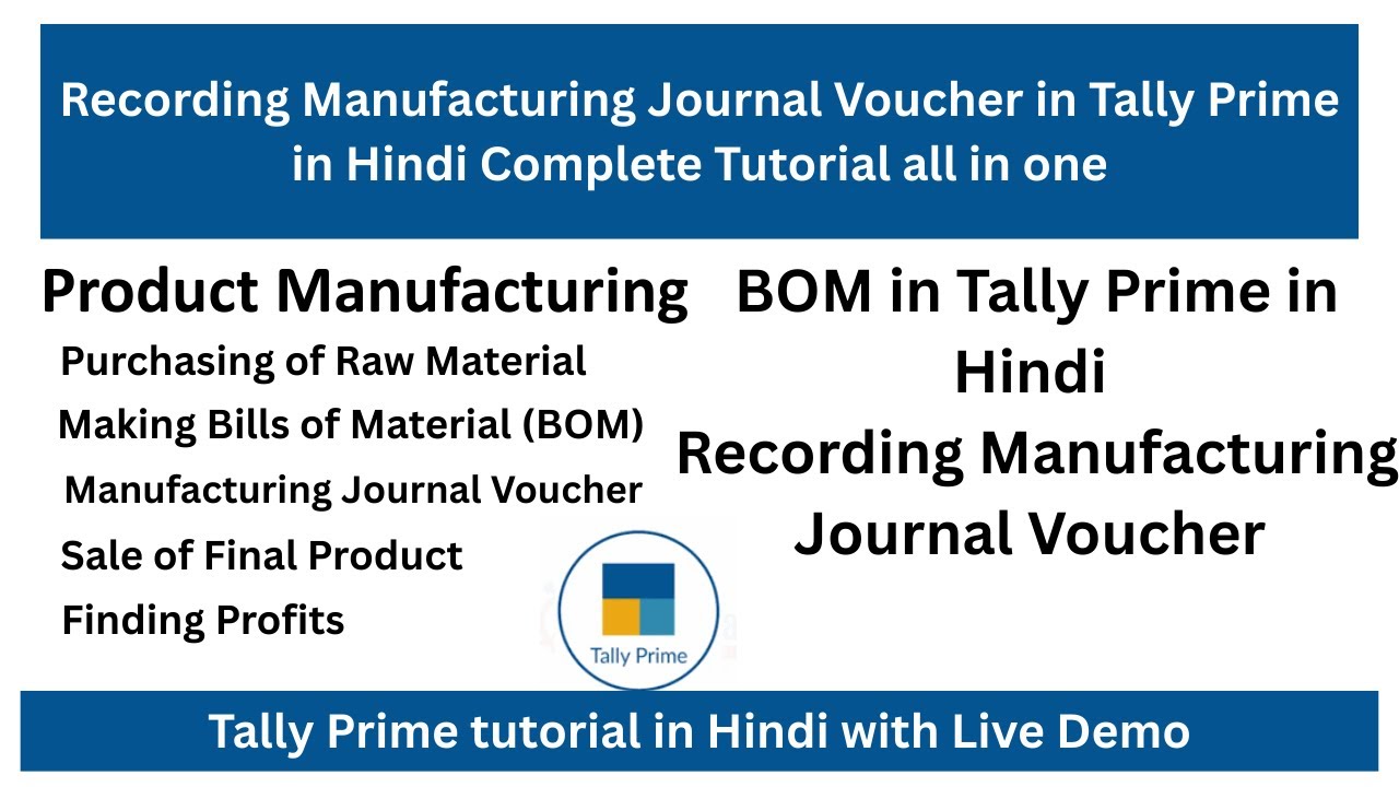 How to record Manufacturing Journal Voucher  in Tally Prime | Using Bills of Material (BOM)