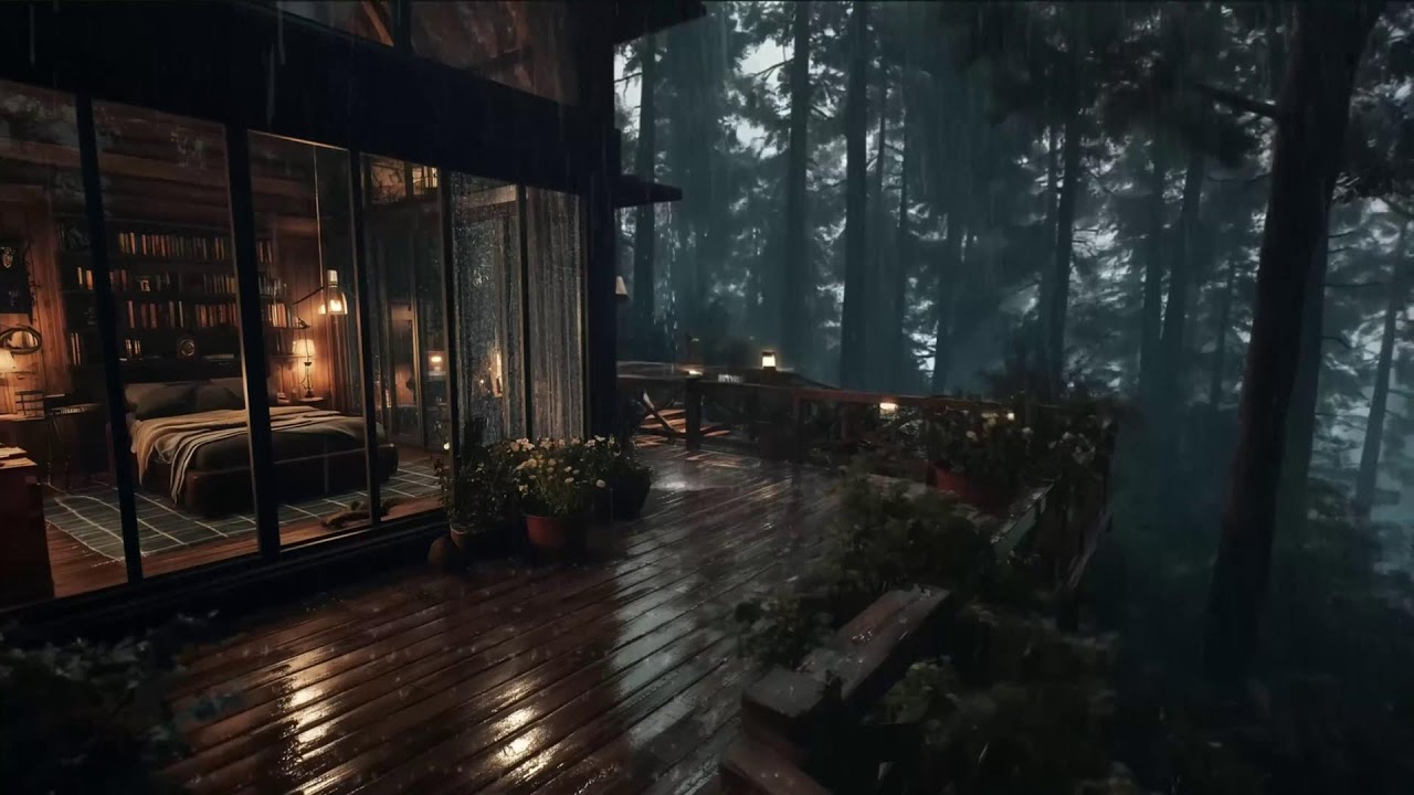 Forest Rain Ambience & Smooth Jazz Instrumental for Calm Focus