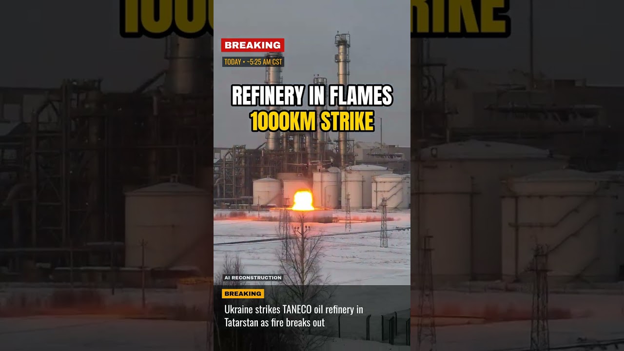 Украина нанесла удар по нефтеперерабатывающему заводу ТАНЕКО в Татарстане, начался сильный пожар