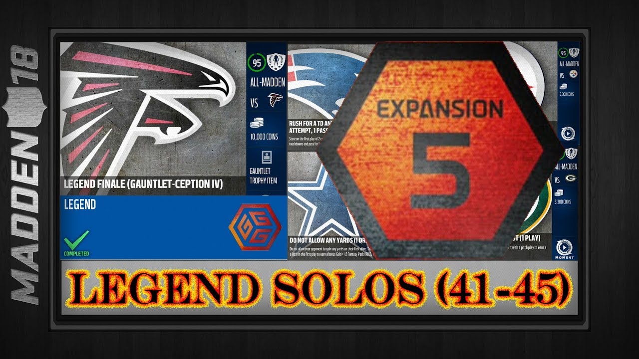 Madden 18 | GAUNTLET EXPANSION 5 LEGEND SOLO CHALLENGES | How To Beat Quick & Easy Get ALL Packs |