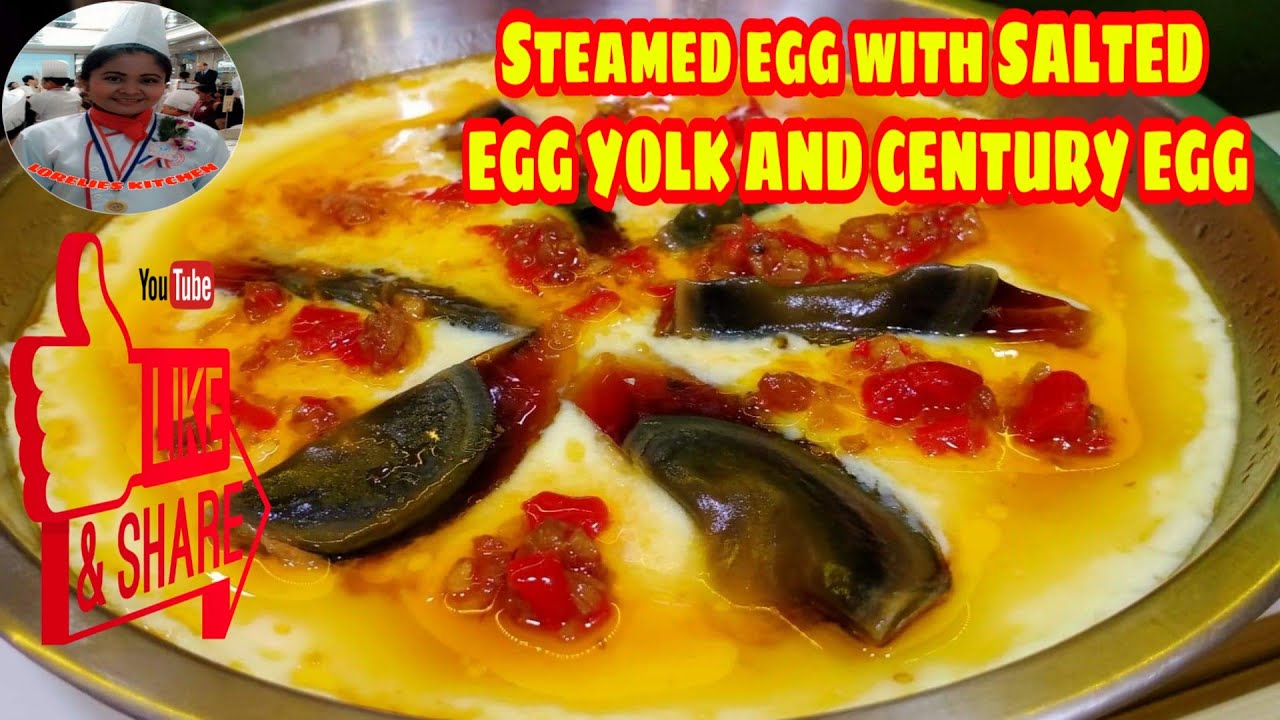 STEAMED EGG WITH SALTED EGG YOLK AND CENTURY EGG/ QUICK AND EASY RECIPE/ LORELIES KITCHEN