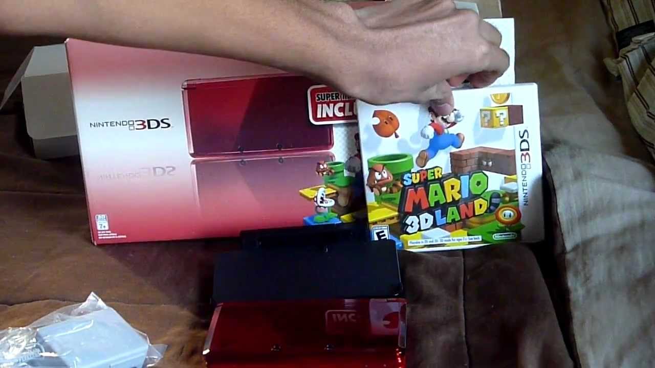 flame red 3DS unboxing with super mario 3D land