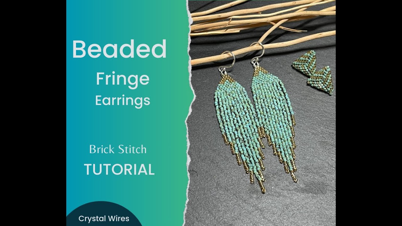Beaded Fringe Earrings, Brick stitch, Miyuki Delica
