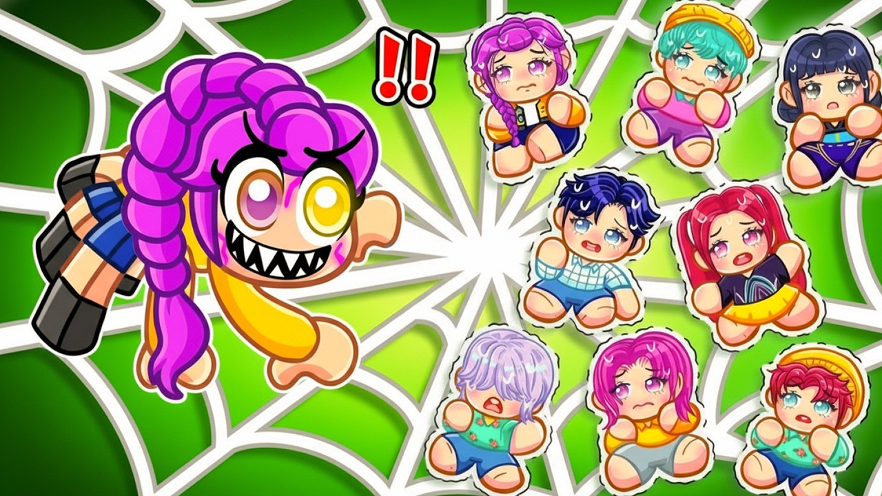 RUMI SPIDER AFFECTS OUR OCTUPLETS IN ROBLOX!! | KPOP ROBLOX