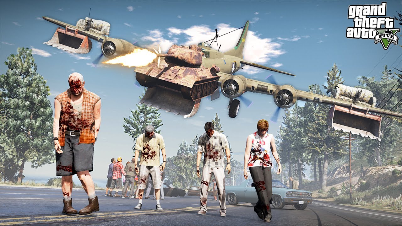 ПОСТРОИЛ САМОЛЁТ ПРОТИВ ЗОМБИ! ► GTA 5 Зомби Апокалипсис #9