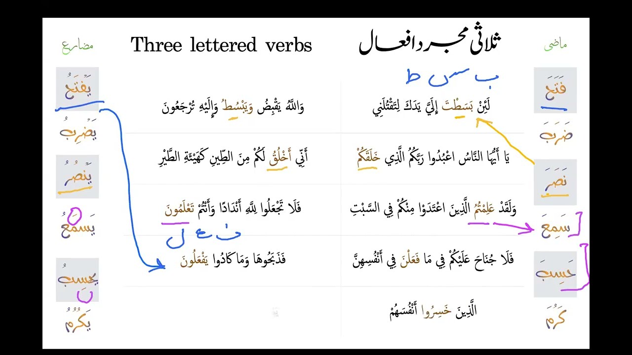 Grammar Revision 042 Three Lettered Verbs ابواب ثلاثی مجرد