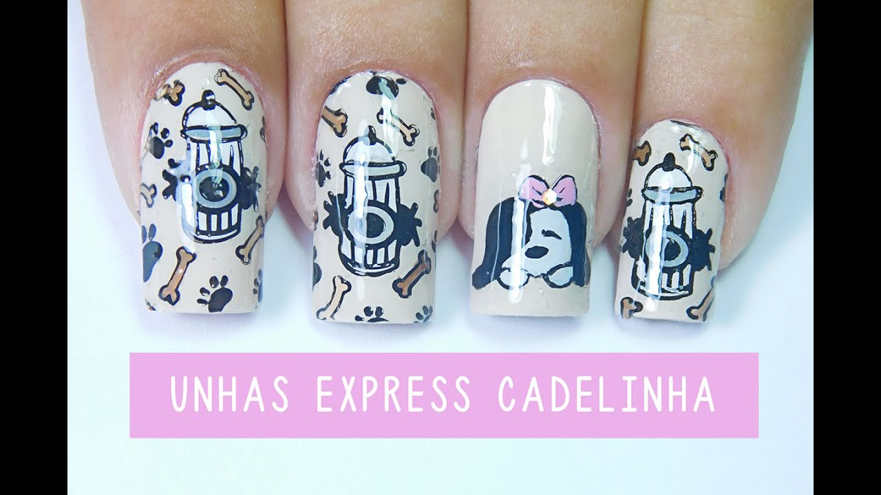 Unhas Express Cadelinha #17 carimbando com plaquinha | Dog Nail art | Aline Makelyne