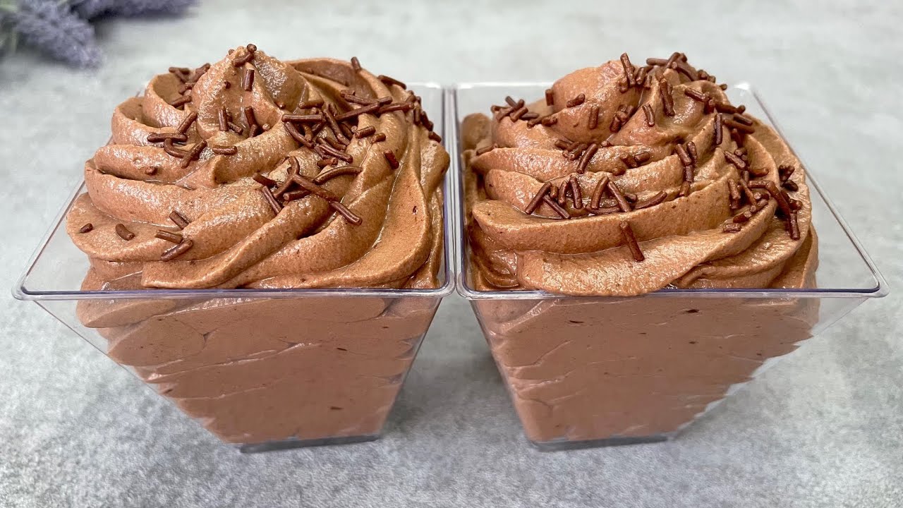 Only two ingredient chocolate mousse dessert | No egg, no gelatine. No bake dessert cups.