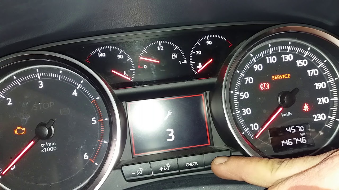 Apagar aviso de revisão, Peugeot 508