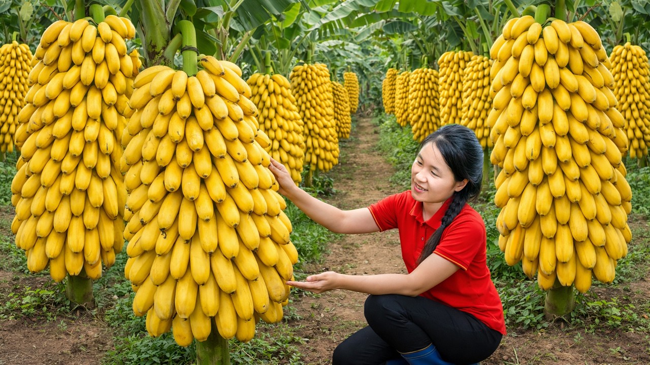 Harvesting 1000+kg Yellow Banana In The Forest Goes To Market Sell | Ella - Free Bushcraft