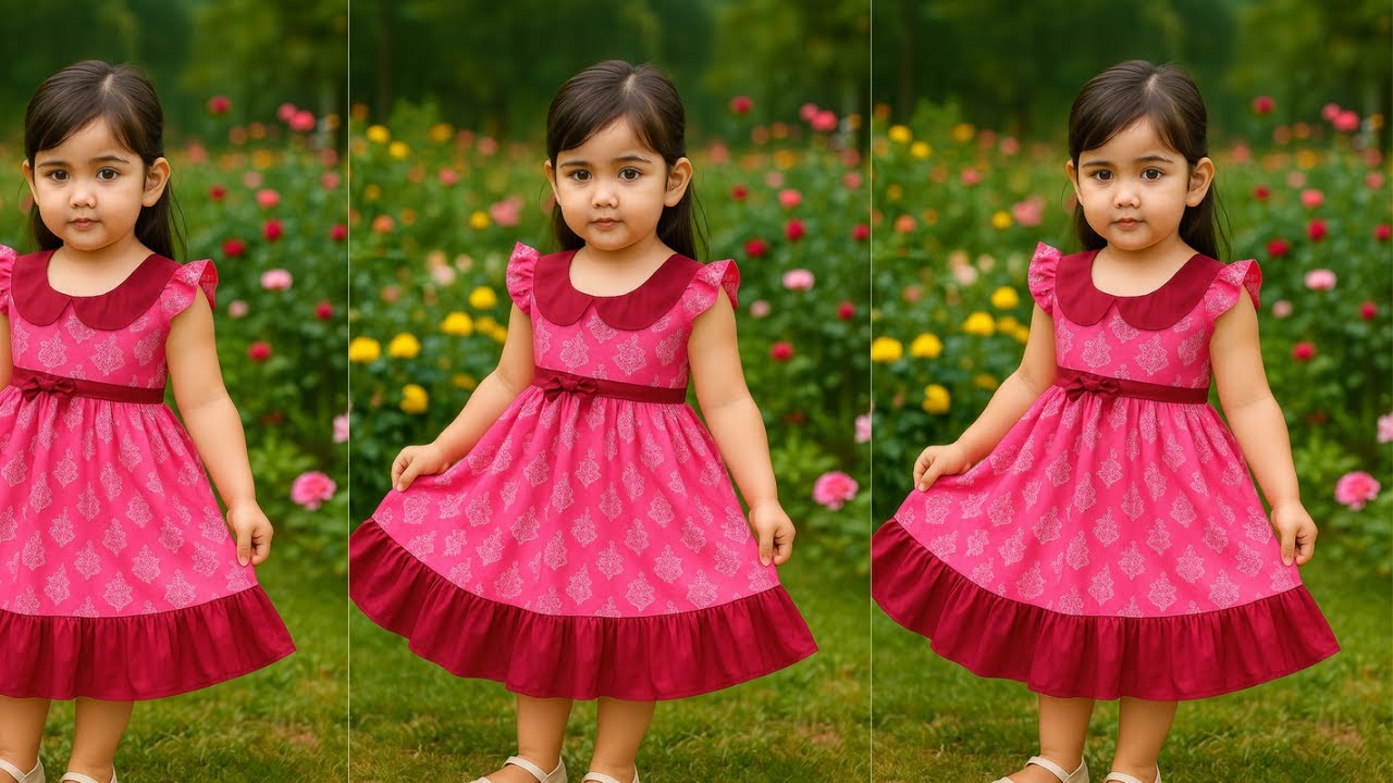 বেবি কলার ফ্রক কাটিং ও সেলাই | Baby Collar Frock Cutting & Stitching 🎀