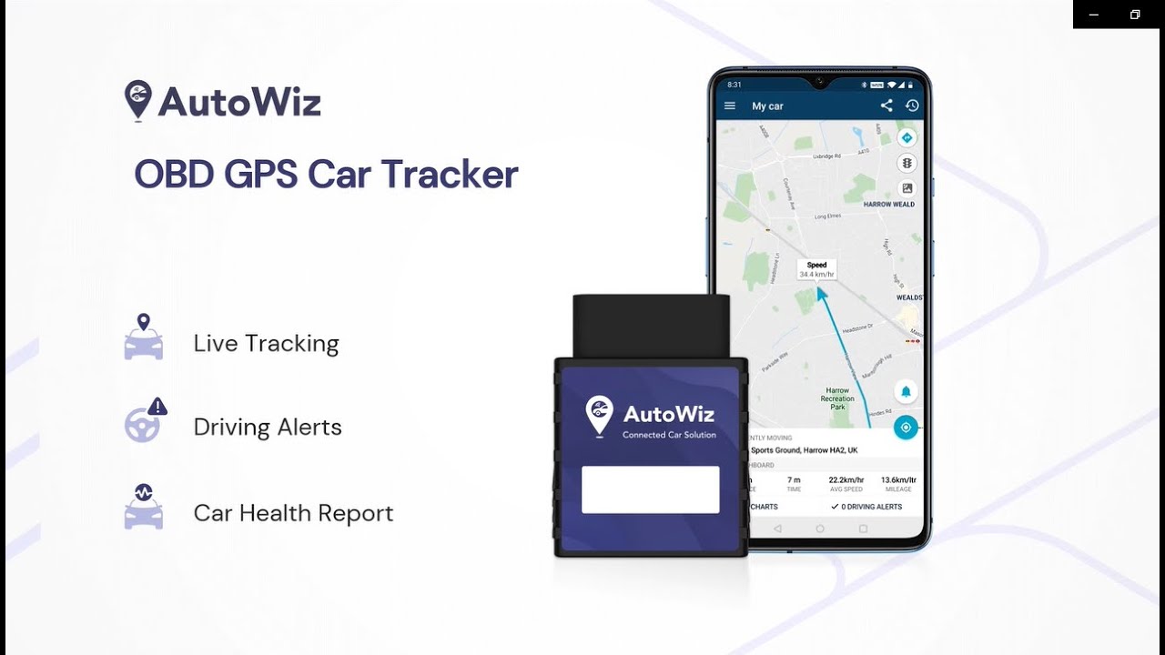 AutoWiz Obd Gps Car Tracker - Plug N Play, Live Vehicle Tracking, Car Health And Mileage Monitoring