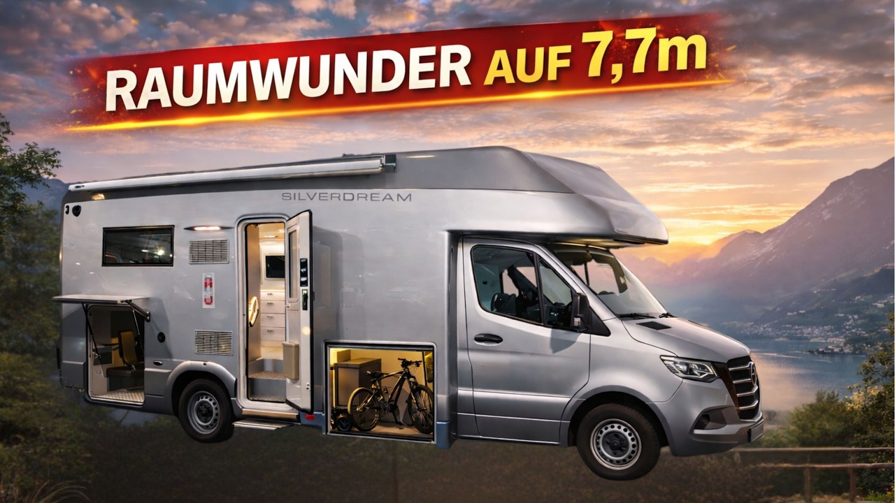 Wohnmobil Raumwunder auf 7,7 Metern – Silverdream Monocock S770 RS mit Rundsitzgruppe XL-Garage 2026