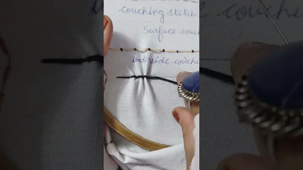 Underside couching ✨, Couching stitch family, Hand Made ⭐ Hand embroidery stitches tutorial 🪡#craft 