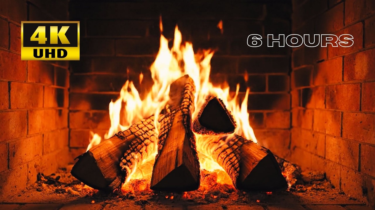 6 Hours Deep Red Fireplace 🪵 Heavy Ambience for Deep Sleep, Study & Relaxation (4K)