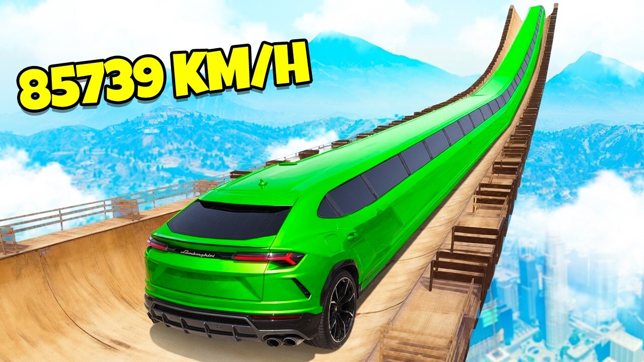 BAJADA SIN FRENOS EN LIMUSINA LAMBORGHINI URUS POR UNA RAMPA EN GTA 5!