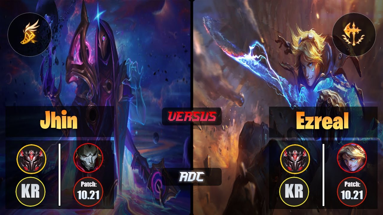 GrandMaster JHIN [Fleet Footwork] (ADC) VS  EZREAL - Grandmaster KR Patch 10.21