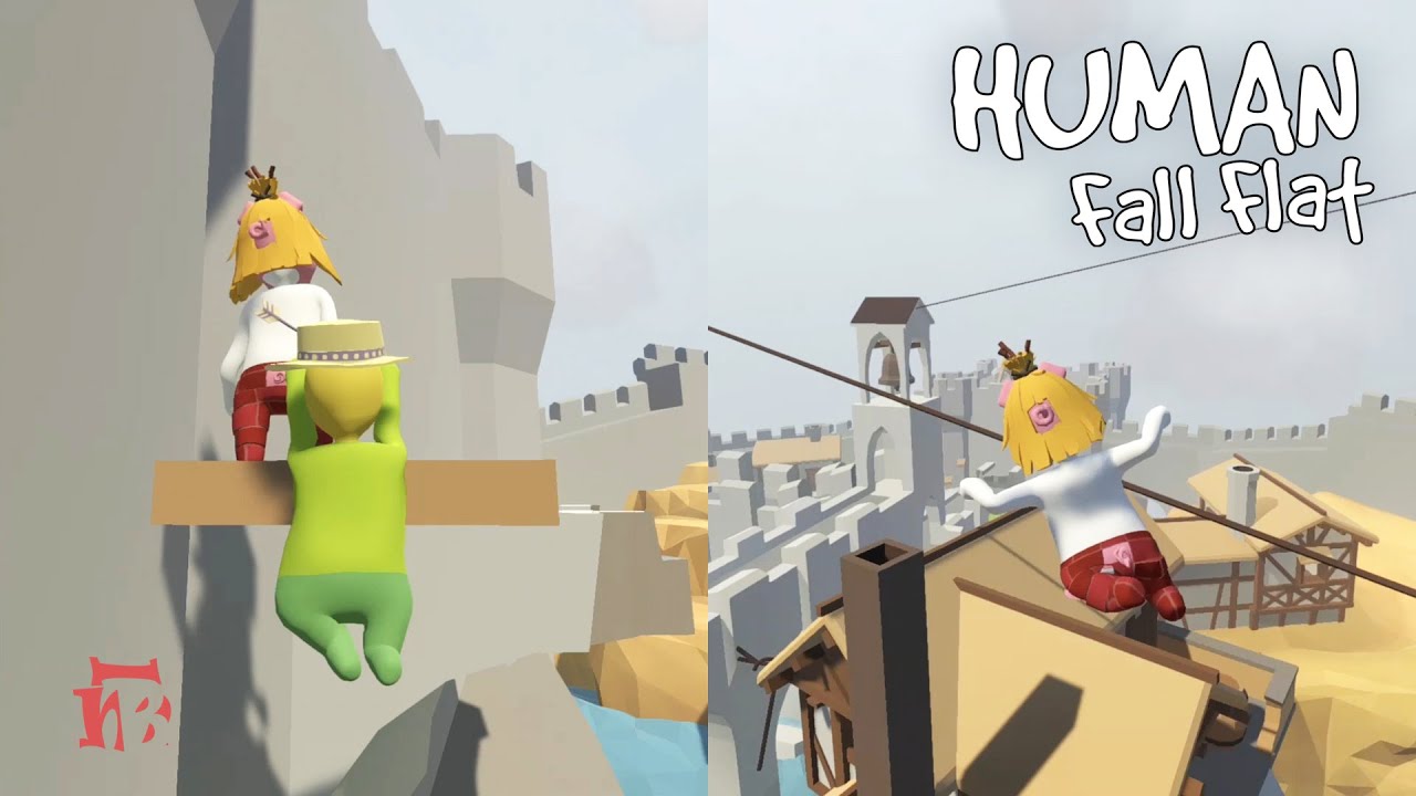 Human Fall Flat | Two Players And Split Screen On Castle A-Level Walkthrough - Xbox One Gameplay
