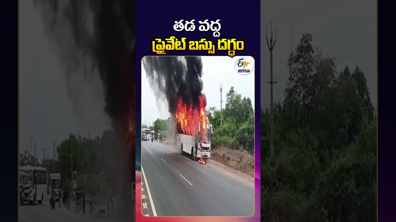 Private Bus Catches Fire Near Tada | Major Tragedy Averted
