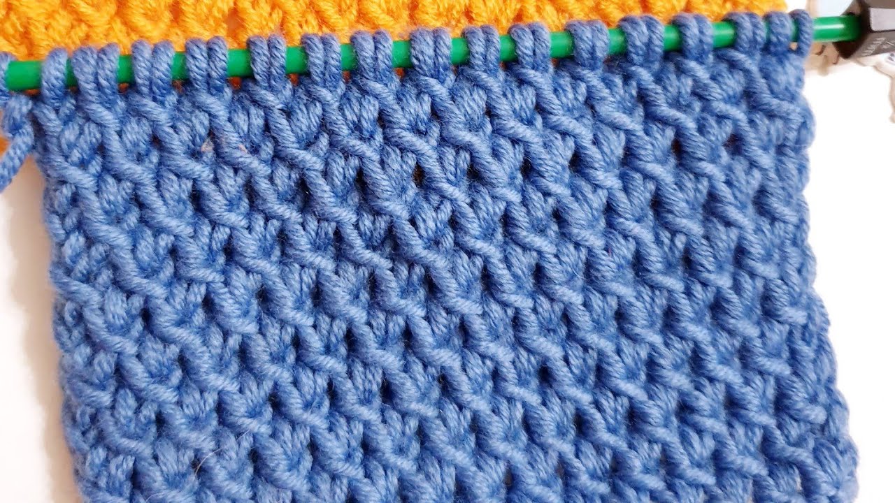 Knitting stitch pattern 9. Simple knit stitch, 4 row repeat pattern. Beginners friendly