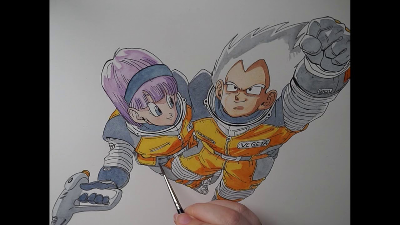 Dragon Ball Akira Toriyama Vegebul Redraw speed painting timelapse watercolor