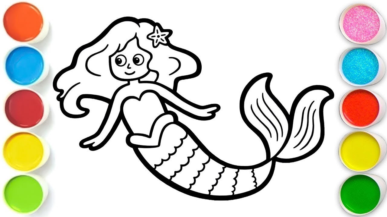 Cute Mermaid Drawing, Painting & Coloring For Kids and Toddlers_ Kids Art