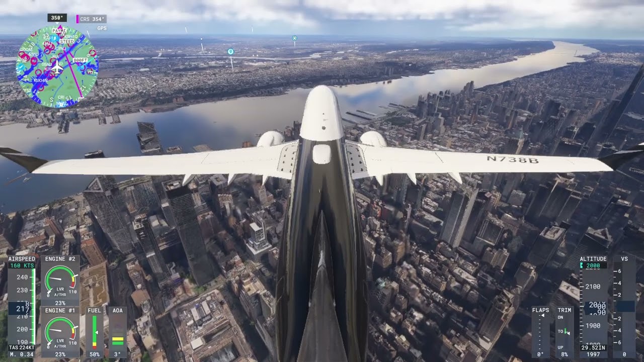 MSFS 2024 737 from Newark to New York, KLGA (Belly Landing IFR Practice 9070XT)